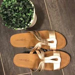 Gold finish Naturalizer wedges.